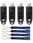 SanDisk Ultra USB 3.0 Flash Drive 32GB 4 Pack High Performance Flash Drives - SDCZ48-032G-U46 Bundle with (4) Everything But Stromboli Lanyards