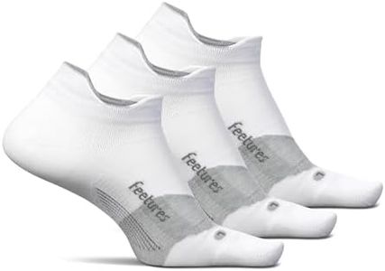 Feetures Elite Ultra Light Cushion Ankle Socks - Sport Sock with Targeted Compression - New White, S (3 Pack)