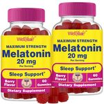 WellYeah Melatonin Gummies 20mg (2 Pack) - Natural Berry Flavor - Drug-Free Gummy Supplement - Gluten Free and Gelatin Free, Vegetarian - 60 Gummies