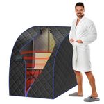 SereneLife Portable Home Steam & Infrared Tent – One Person Indoor Spa Box with Heating Foot Pad, Foldable Chair & Remote Control for Relaxation