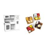 Melissa & Doug Wooden Chef's Pretend Play Toy Kitchen With Ice Cube Dispenser + Melissa & Doug Food Groups - 21 Wooden Pieces and 4 Crates