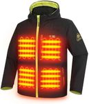 PTAHDUS Men's Heated Jackets 5 Heat Zones Battery Pack Included, with Hand Warmer Pocket(Black/Yellow, XX-Large)