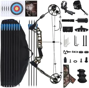 Archery Compound Bow Set for Youth and Beginner Right Handed Compound Bow Package with Archery Hunting Equipment Adjustable 30-55 Lbs Draw Weight 24"-29.5" Draw Length 310 fps 2025 New