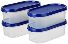 Amazon Brand - Solimo Modular Plastic Storage Containers With Lid (Transparent, Set Of 4, 525ml)