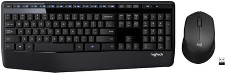 Logitech MK345 Wireless Combo Full-Sized Keyboard with Palm Rest and Comfortable Right-Handed Mouse, 2.4 GHz Wireless USB Receiver, Compatible with PC, Laptop,Black