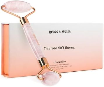 Rose Quartz Face Roller - Face Roller Skin Care - Facial Roller - Stone Roller For Face - Face Massager Roller For Lymphatic Drainage, Puffiness - Quartz Roller For Face by grace and stella