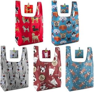 BeeGreen Dog Cat Reusable Grocery Bags Bulk 5 Packs, Kitchen Reusable Shopping Bags 50LBS Large, Machine Washable Durable Ristop, Easily Foldable with Inner Storage Bag