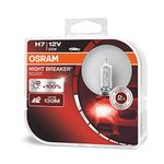 OSRAM NIGHT BREAKER SILVER H7, +100% more brightness, halogen headlamp, 64210NBS-HCB, 12V, passenger car, duo box (2 lamps)