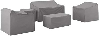 Crosley Furniture MO75007-GY Heavy-Gauge Reinforced Vinyl 5 Piece Funriture Cover Set (Loveseat, 2 Chair, 2 Table), Gray