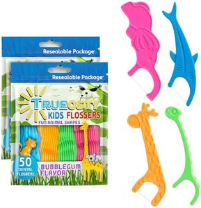 Kids Flossers 2 Pack (100 Total), Kids Floss Picks, Flossers Kids, Floss for Kids, Cute Animal Shapes, Glides Easy Between Teeth, Flosser Helps Prevent Tooth Decay & Gum Disease, Bubble Gum Flavored