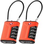 ZHEGE TSA Approved Luggage Locks with Open Alert Indicator, Suitcase Padlock with Flexible Cable, White Code 4 Digit Luggage Locks for Suitcases, Backpack, Gym Locker, Briefcase (2P, Orange)