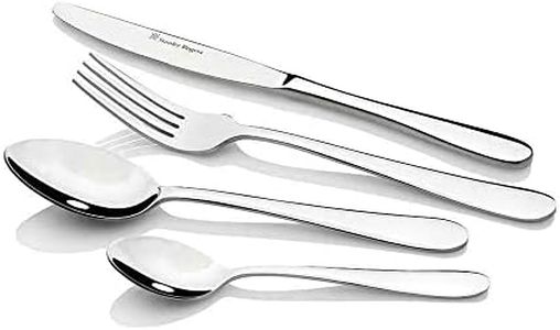 Stanley Rogers Albany 30 Piece Stainless Steel Cutlery Set, Mirror Polish Dining Set for 6, Kitchen Tableware with Knives, Forks, Spoons & Teaspoons in Gift Box