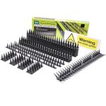 Fence Wall Spikes 12pcs Garden Tall Bird Spikes Cat Pigeon Deterrent Coverage between 5.3m to 15.90m Per Box Anti Climb 44 x 4.3 x 3.8cm Warning Sign Included (Black)