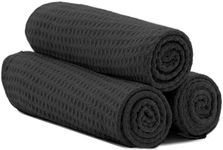 S&T INC. Microfiber Sweat Towel for Gym, Yoga Towel for Home Gym, Workout Towels for Gym Bag, 16 Inch x 27 Inch, Honeycomb Black, 3 Pack