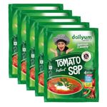 Dailyum Instant Tomato Soup 50g | No Onion No Garlic | Ready To Eat Instant Soup |100% Natural | No MSG | Gluten-free | Serves 4 | Jain | Pack of 5