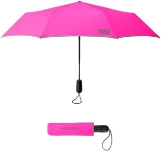 Weatherman Umbrella - Premium Small Compact Mini Umbrella for Travel - Windproof Umbrella Resists Up to 45 MPH Winds - Travel Umbrellas for Rain, Wind, Purse, Pocket, Backpack, Car - Portable Travel Umbrella Easy Auto Open Close w/ Strong Fiberglass Frame (Neon Pink)