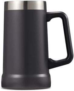 KooK Beer Stein, Stainless Steel Coffee Mug, Tumbler with Thermal Vacuum Insulation, Double Walled Drinking Cup, Large Handle, Shatterproof, Storm Grey, 23.7 oz, KM1BS23G