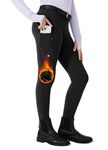 Willit Girls Fleece Horse Riding Pants Equestrian Breeches Kids Winter Riding Tights Thermal Schooling Tights Black M