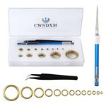 CWSDXM Fish Rod Repair Kit 26PCS Fishing Pole Eyelet Repair 13 Size Pole Ceramic Guides Rings Replacement Kit with 1pcs Tweezers and 1pcs Serrated Stick Tools (Gold)