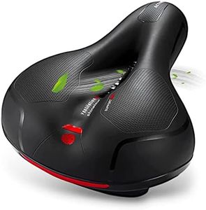 Rywell Universal Memory Foam Bicycle Seat with Red Reflective Strip | Waterproof, Breathable & Shock Absorbing Bike Saddle Cushion for Mountain, Road & Indoor Exercise Bikes