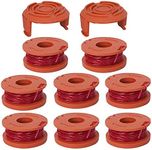 LIYYOO 10ft 0.065" Line String Trimmer Spool for Worx WA0010 String Trimmers Autofeed Spool,10-Pack (8 Pack Grass Trimmer Line,2 Trimmer Cap)