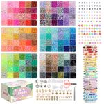 QUEFE 15000Pcs, 144 Colors Clay Beads For Bracelet Making Kit, Charm Bracelet Making For Girls 8-12, Polymer Heishi Beads For Jewelry Making Kit, For Crafts Christmas Gifts, Multicolor