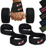 AQF Weight Lifting Straps Figure 8 with Padded Cuff Wrist support Training Gym Straps Hand bar Grip Gloves Support Workout