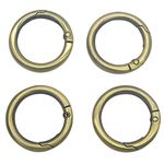 4Pcs Spring Clip Round Carabiner Ring, 1" Diameter O Ring Snap Clip Trigger Spring Keyring Buckle Organizing Accessory/Metal Secure Holder/Durable and Rust-Proof (Brass)