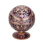 Windproof Ashtray with Lid for Cigarettes Metal Portable Cigar Ashtray Odor Eliminator for Indoor Outdoor Hand Stamped Rose Pattern with Sparkle Fancy Gift for Men Women (Dark Purple -Red Copper)