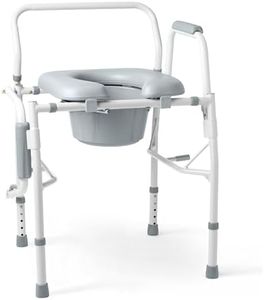 Medline Drop Arm Commode Chair for Adults and Seniors, Padded Seat, Removable Pail, Splash Guard, Drop-Down Arms, 350 lb. Weight Capacity