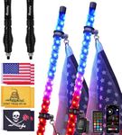 2PCS 3FT Whip Lights with Spring Base, LED Whip Lights with App & Remote Control, Waterproof 360° Spiral Chasing Lighted Whips with Rocker Switch, LED Whip for UTV, ATV, SXS, Polaris RZR, Can-am