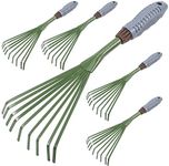 ZEONHEI 5 PCS 9 Teeth Garden Hand Rake, Small Hand Fan Rake with Non Slip Grip, Thicken Hand Rake Garden Tool for Gardening, 15.4 x 6.3 x 1.7 Inch