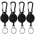 Retractable Badge Reels, Retractable Keyring Extendable Key Chain Heavy Duty Key Lanyard Belt Clip Badge Holder Pull Reel Black(4 Pack)