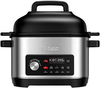 Galanz 8-in-1 Multi Cooker with Air Fry, Sous Vide, Rice, Sauté, Slow Cook, Steam, Roast, & Grill - Removable 8 QT Cooking Bowl, 8 Pre-Set Programs, Stainless Steel