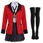 Coslover Anime Jabami Yumeko Costume Jacket Halloween Cosplay Costume Full Set Women&Girl, Red Full Set, Small