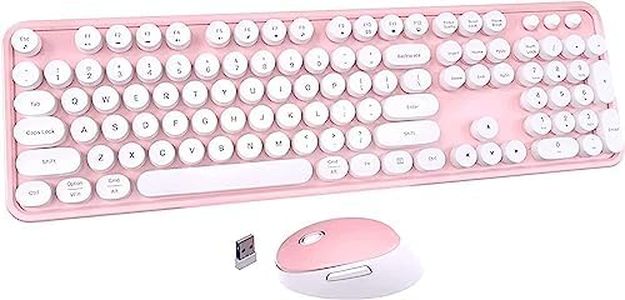 Annber Wireless Keyboard and Mouse Combo, Retro Typewriter Keyboard with Numeric Keypad and Optical Mice Set, 2.4GHz USB Keyboard