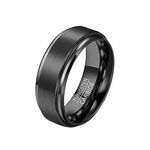 ANAZOZ Wedding Rings for Men Custom Mens Rings Men's Promise Rings,Mens Tungsten Wedding Rings Round Matte 8MM Men's Rings Black Ring Size N 1/2