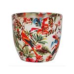 Ivyline Indoor Plant Pot, Monza Tropical Parrot, H13cm x D13cm, Red/Cream, One Size