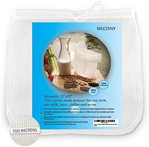SILCONY Amazing Nut Milk Bag - Commercial Grade Big Size 12" x 12" - Reusable Nylon Mesh Strainer for Nut Milk, Soy Milk, Juice, Coffee, Cheese Making and So Much More...