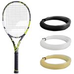 Babolat Pure Aero Tennis Racquet - Strung with 16g White Babolat Syn Gut at Mid-Range Tension (4 1/4" Grip)