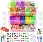 15000+ Colorful Rubber Loom Bands with 3 Layer Container,Creative Mega Rubber Bands Refill Kit Jewelry Necklace Bracelet Making Kits for Kids Girls for Creativity Birthday Gift DIY Craft
