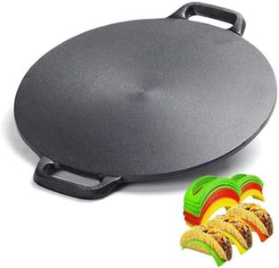 SISIGOO 12-in Cast Iron Pan with 10 Taco Holders, Comal Para Tortillas, Crepe Pan Nonstick, Iron Tawa Pan for Indian Dosa, Cast Iron Griddle, non-Stick Flat Pan, Cast Iron Pizza Pan