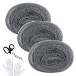 SelfTek Steel Wool Mice, 3 Pack Wire Wool Mice 50ft/15 Meter Ultra Fine Steel Wool Mice Blocker for Rodent Control, Cleaning, Polishing with Work Gloves and Scissors(5m/roll) (#2B)