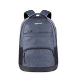 amazon basics 20-Liter Anti-Theft Laptop Backpack | Anti-Abrasive Faux Leather | Water Resistant | Back Panel Cushioning with Airflow Mechanism (Navy Blue)