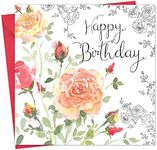 Twizler Happy Birthday Card for Her with Unique Watercolour Effect and Flowers - Female Birthday Card - Womens Birthday Card - Ladies Birthday Card