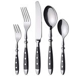 24-pcs Cutlery Set Forged Type with Black Handles and Rivets@30 Pieces incl.