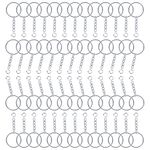 RESONANT CRAFT 50 Split Key Rings with Chain and Jump Rings Bulk Connector for DIY Arts Crafts, 2 CM Stainless Steel Chandeliers Curtain Suncatchers Crystal Garland Necklaces Keys Jewelry Craft (Pack Of 50)