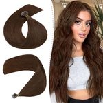 Silk-co #04 Medium Brown Brazilian Human Hair Extensions 18” Nano Ring Hair Extensions 100% Real Remy 1g/s 50g/pack