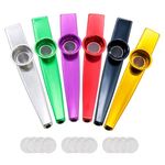 Fansjoy Kazoos 6 Pack, Multipack Metal Kazoos Musical Instruments with 12 Flute Membranes for Music Lover Beginners