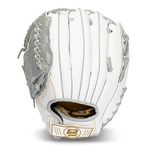 Franklin Sports Fastpitch Softball Glove - Field Master Fastpitch + Softball Mitt - Womens + Girls Righty Glove - Adult + Youth Softball Gloves - White + Grey, Left Hand Throw, 12" - Trapeze Web